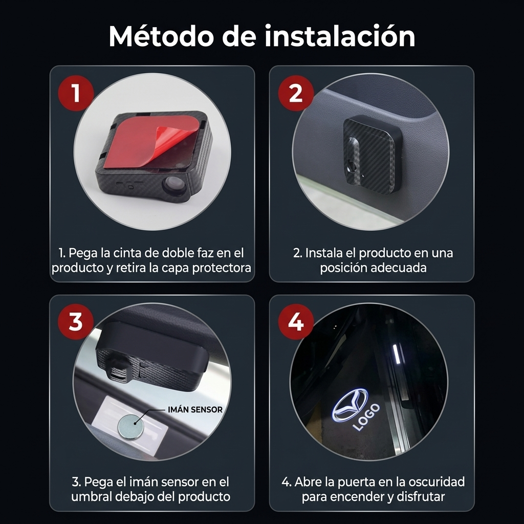 Instalación del proyector con adhesivo e imán sensor