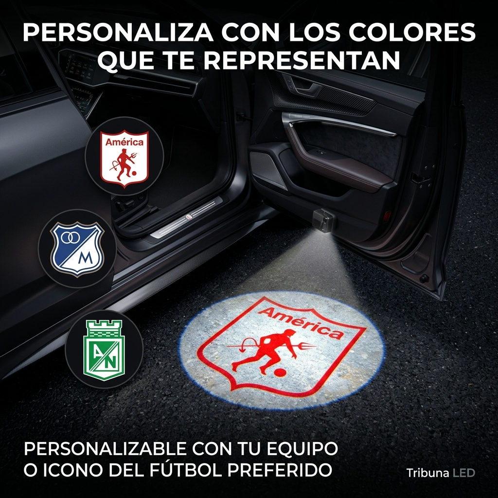 Proyector de fútbol en la puerta del carro